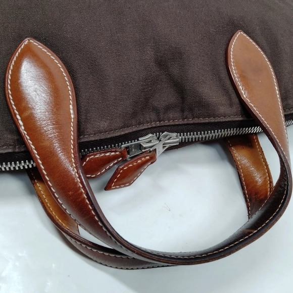 HERMES HAND BAG BROWN CANVAS - Picture 4 of 10